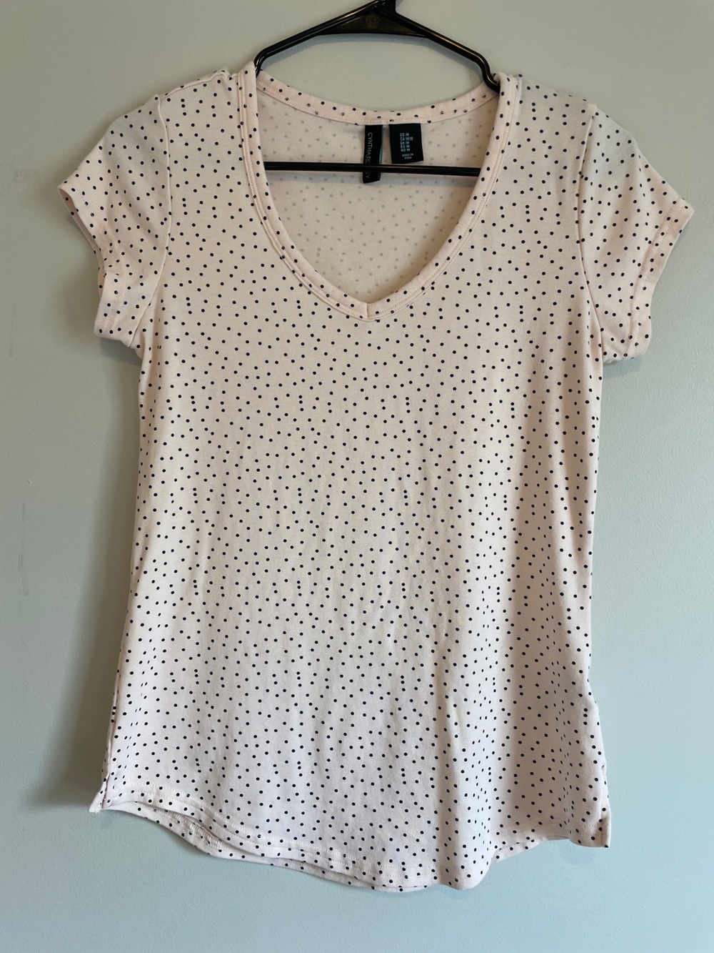 Cynthia Rowley Women’s Light Pink V-Neck Dot Tee